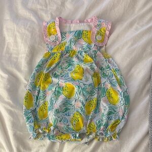 Cecil and Lou Floral Baby Romper with Lemon Print. 2T EUC